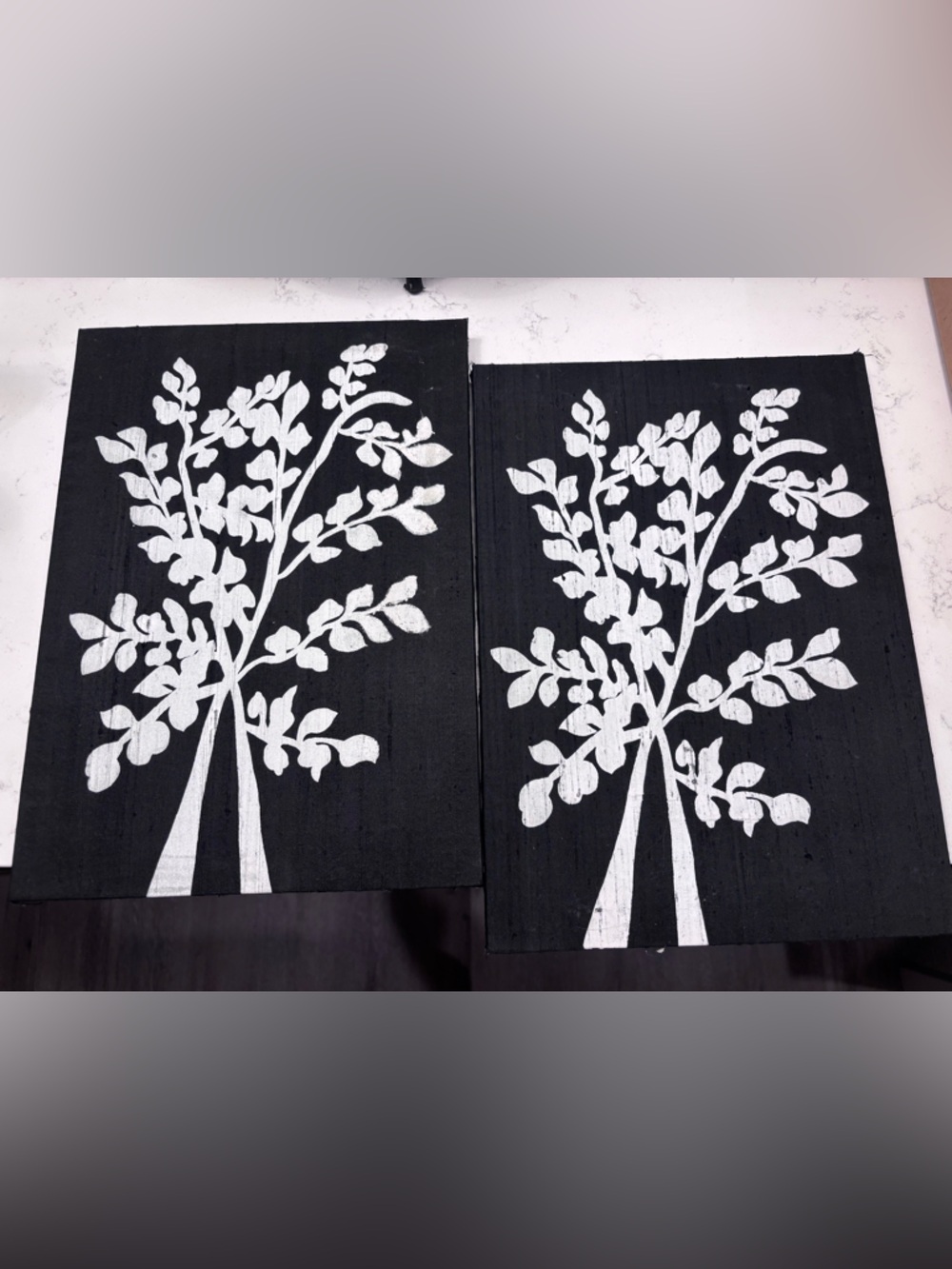 Black & White Canvas Panel Botanical Wall Art Pair